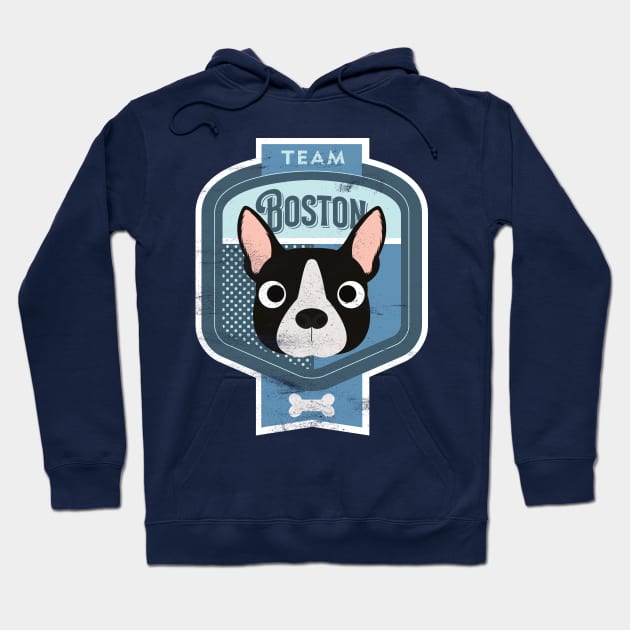 Team Boston - Distressed Boston Terrier Beer Label Design Hoodie by DoggyStyles